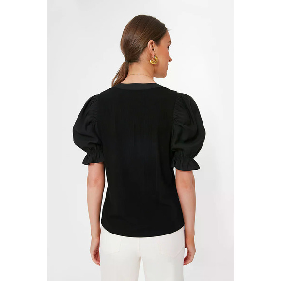 POMANDER PLACE Black Livia Puff Sleeve Top Size XS NWT Retail $88 Tuckernuck - Picture 2 of 6